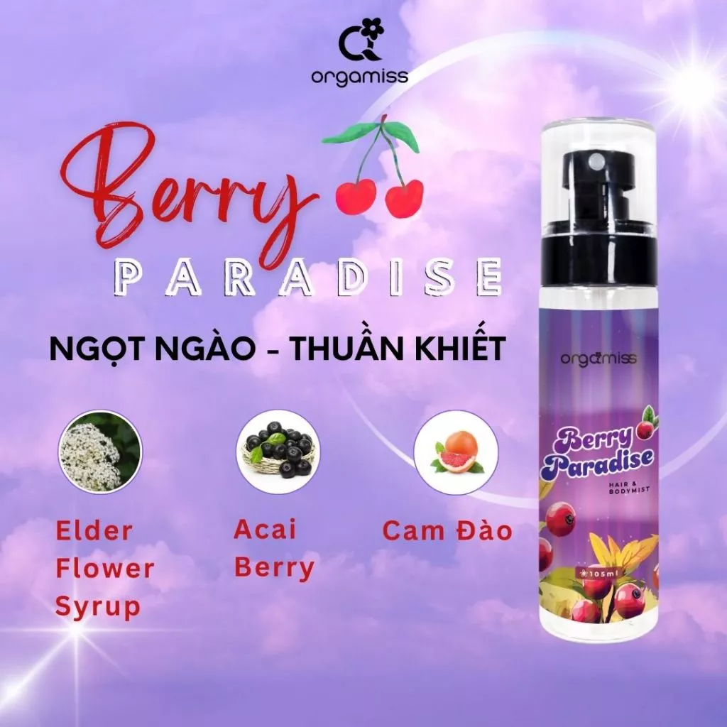 Body Mist Nước Hoa Nam Nữ Hoa Quả Sơn ORGAMISS Hương Hoa Quả Tươi Mát Khử Mùi Body Unisex - Dạng Xịt 105ml - Ảnh 3