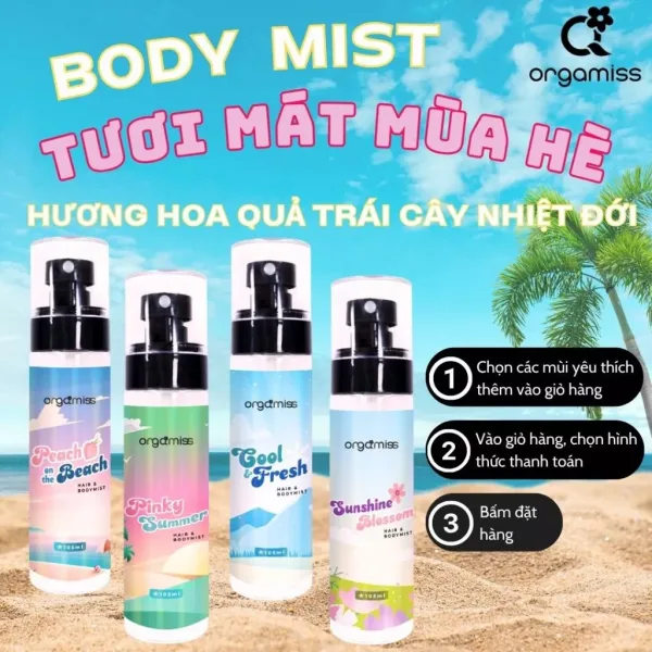 Body Mist Nước Hoa Nam Nữ Hoa Quả Sơn ORGAMISS Hương Hoa Quả Tươi Mát Khử Mùi Body Unisex - Dạng Xịt 105ml